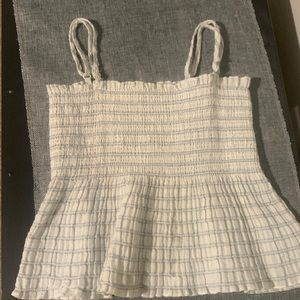 Blue and white flowy tank tok crop top